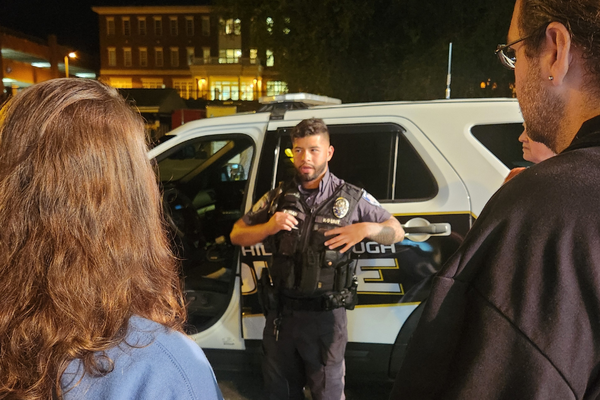Photo of Officer Juan Duran talking