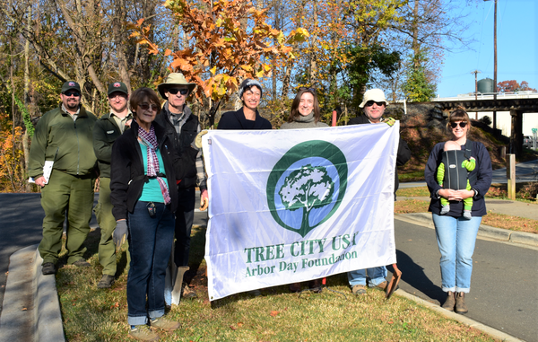 Image of Mayor Jenn Weaver with the Tree Board celebrating Arbor Day