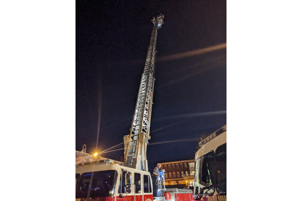Photo of ladder truck extended